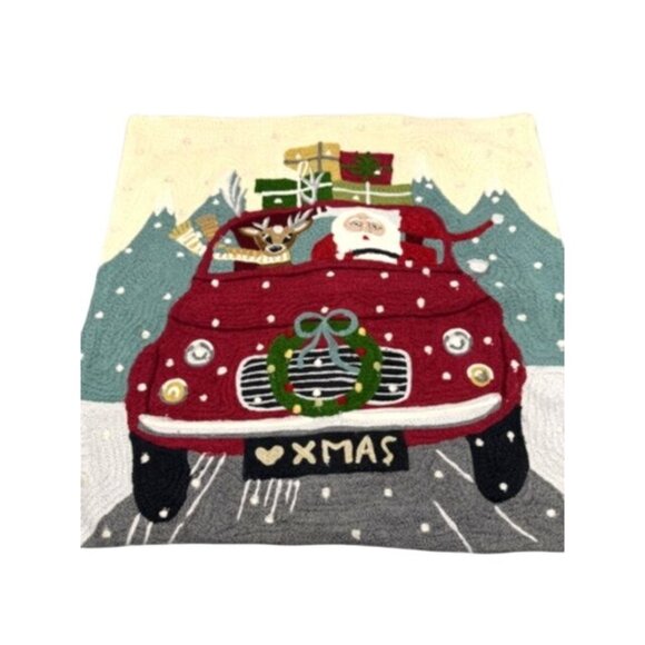 NWT Holiday Road Trip Santa Pillow Cover by Pottery Barn 18" X 18" Cotton - Picture 2 of 6